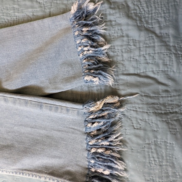 Free People Great Heights Frayed Hem Light Wash Midrise Jeans - Picture 3 of 4